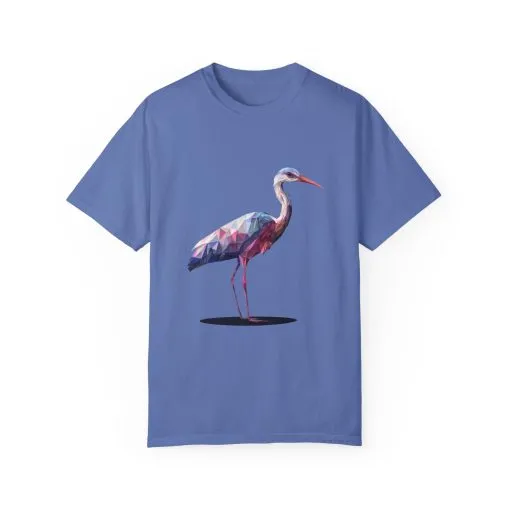 Geo Crane Unisex Garment-Dyed T-Shirt – Stylish Bird Graphic Tee for Nature Lovers - Image 31