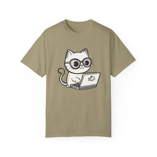 Cute Cat Gamer Unisex Garment-Dyed T-Shirt - Image 5
