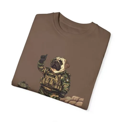 Military Pug Unisex Garment-Dyed T-Shirt - Funny Dog Graphic Tee for Pet Lovers - Image 12