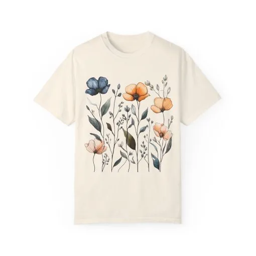 Floral Garden Unisex Garment-Dyed T-Shirt - Eco-Friendly Spring Wear - Image 5