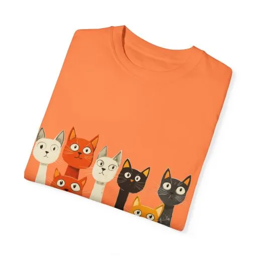 Vintage Cat Illustration Unisex Garment-Dyed T-Shirt - Perfect for Cat Lovers - Image 6
