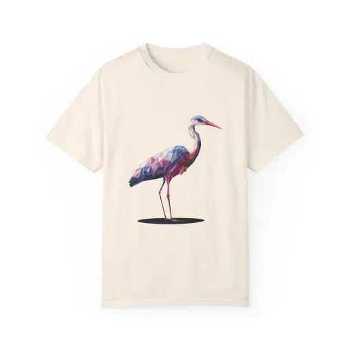 Geo Crane Unisex Garment-Dyed T-Shirt – Stylish Bird Graphic Tee for Nature Lovers - Image 6