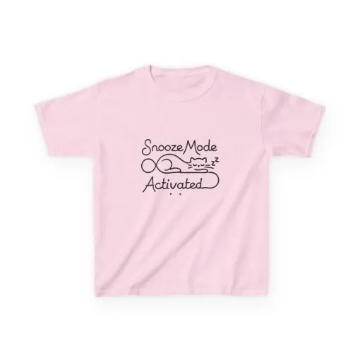 Kids 'Snooze Mode Activated' Heavy Cotton Tee - Fun Sleepy T-Shirt for Boys and Girls - Image 49