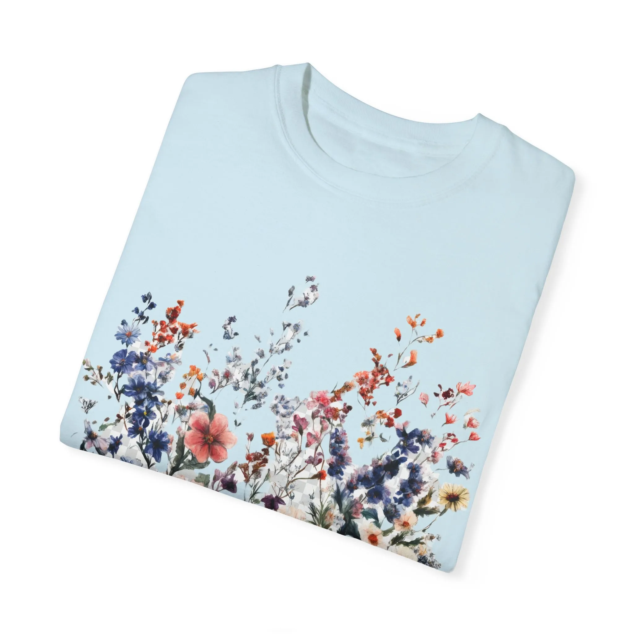 Floral Garden Unisex Garment-Dyed T-Shirt - Nature-Inspired Design - Image 6