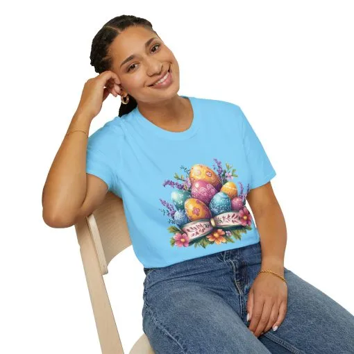 Easter Floral Eggs Unisex Softstyle T-Shirt - Image 32