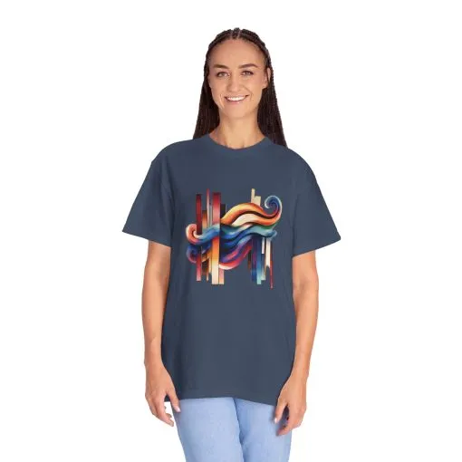 Colorful Abstract Art Unisex Garment-Dyed T-Shirt | Trendy Graphic Tee for Art Lovers - Image 4