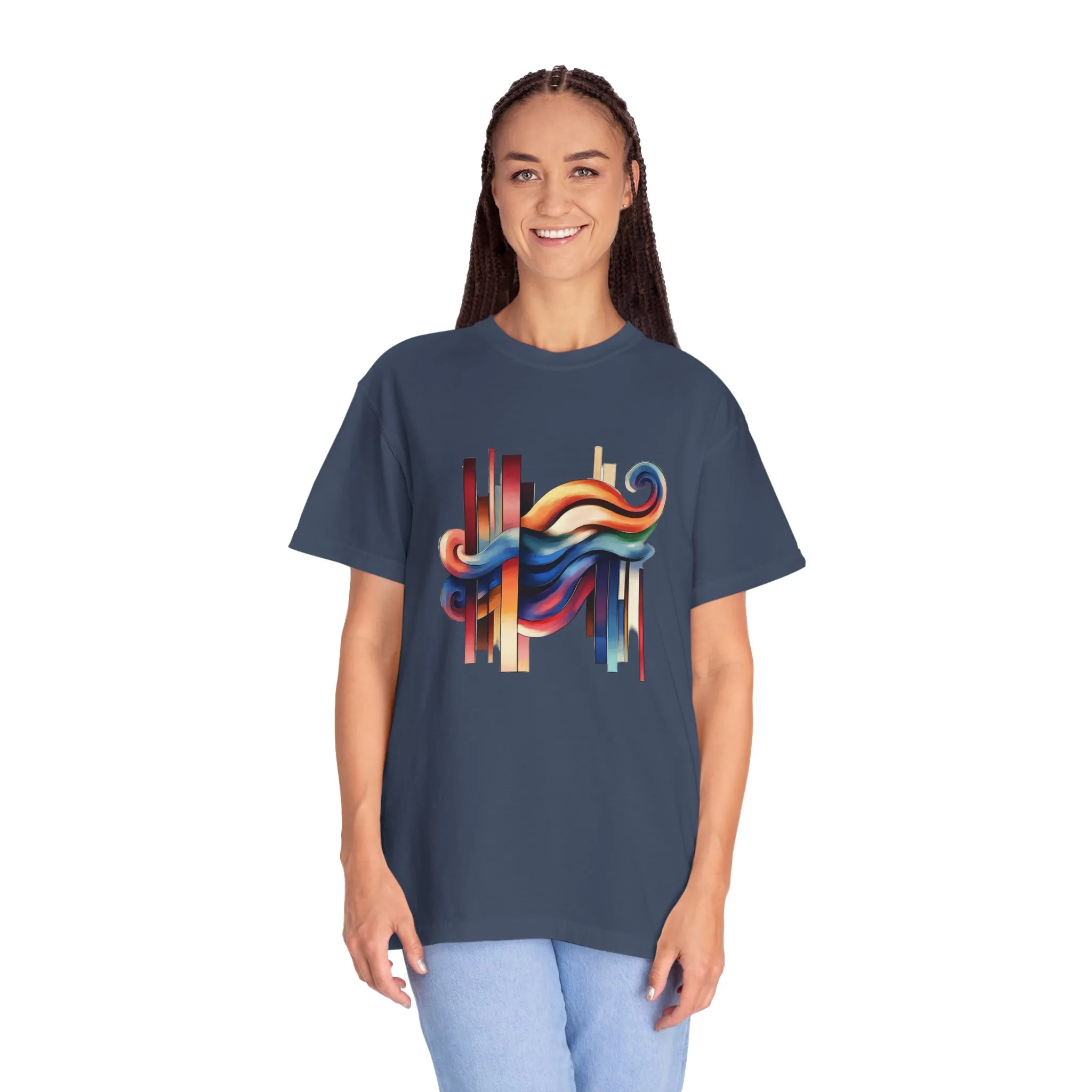 Colorful Abstract Art Unisex Garment-Dyed T-Shirt | Trendy Graphic Tee for Art Lovers - Image 4