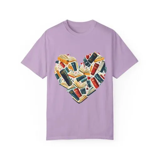 Book Lover's Heart Unisex Garment-Dyed T-Shirt - Image 33