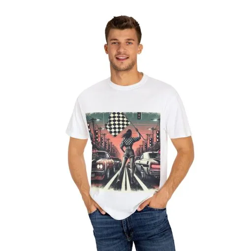 Retro Racing Flag T-Shirt - Unisex Garment-Dyed Tee for Car Enthusiasts - Image 7