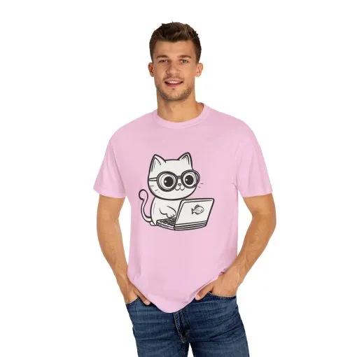 Cute Cat Gamer Unisex Garment-Dyed T-Shirt - Image 39