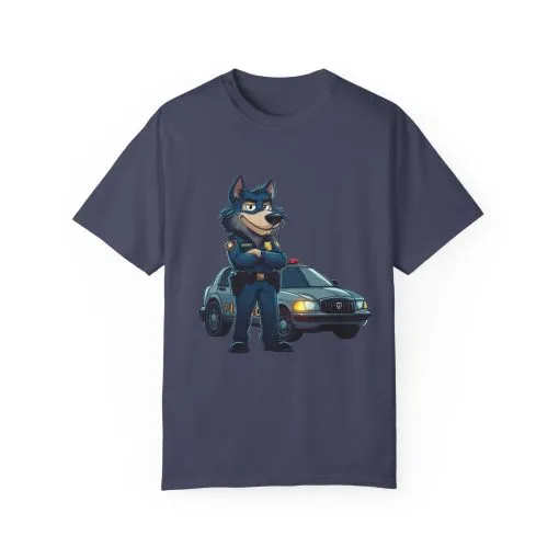 Cute Cartoon Police Dog T-Shirt - Unisex Garment-Dyed Tee - Image 37