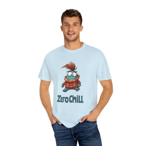 Unisex Garment-Dyed T-Shirt - 'Zero Chill' Fun Character Design - Image 19