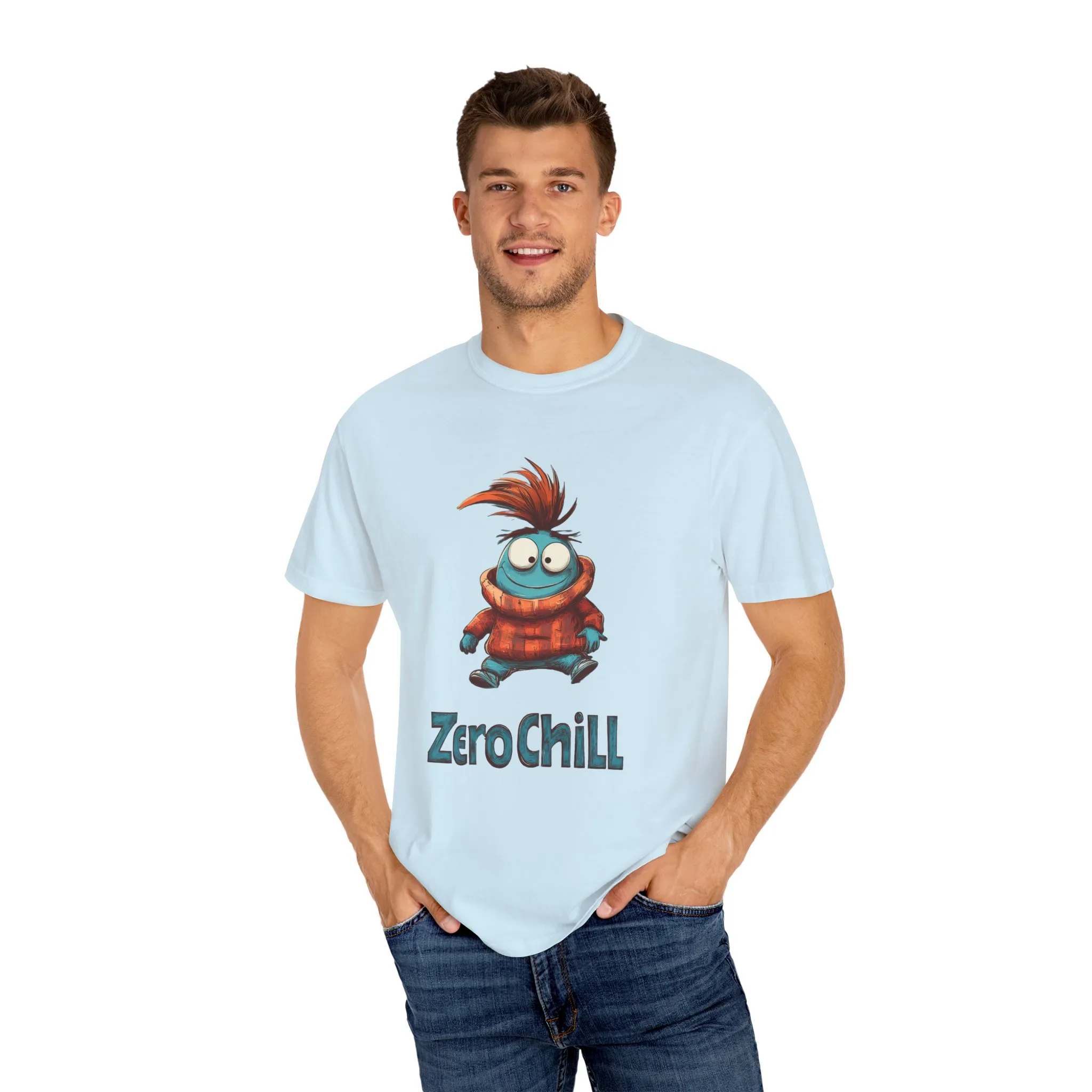 Unisex Garment-Dyed T-Shirt - 'Zero Chill' Fun Character Design - Image 19