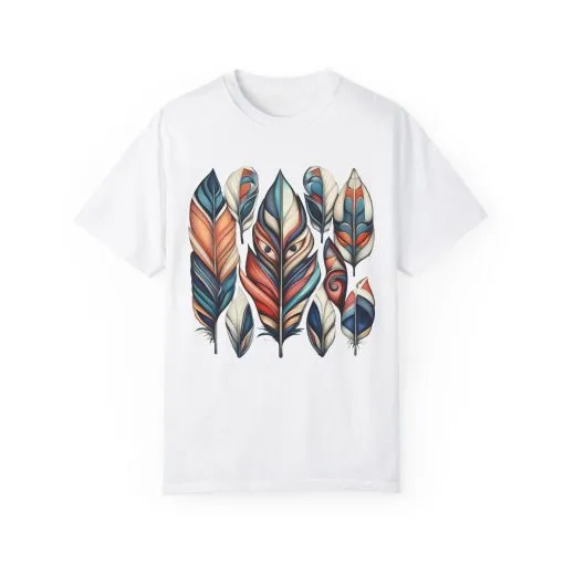 Bohemian Feathers Unisex T-Shirt - Artistic Nature Design - Image 2