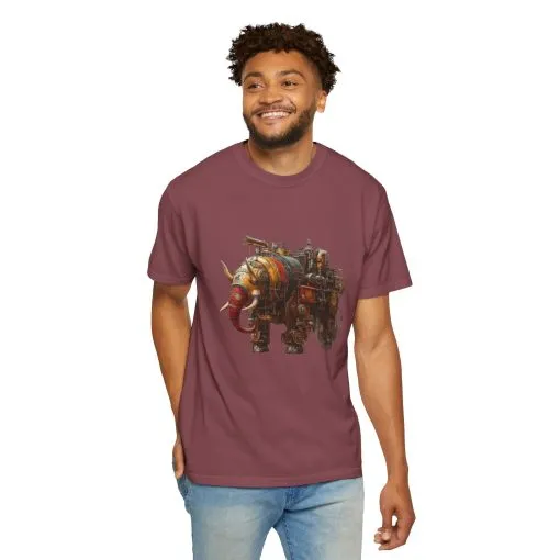 Vintage Steampunk Elephant T-Shirt - Unisex Garment-Dyed Tee - Image 28