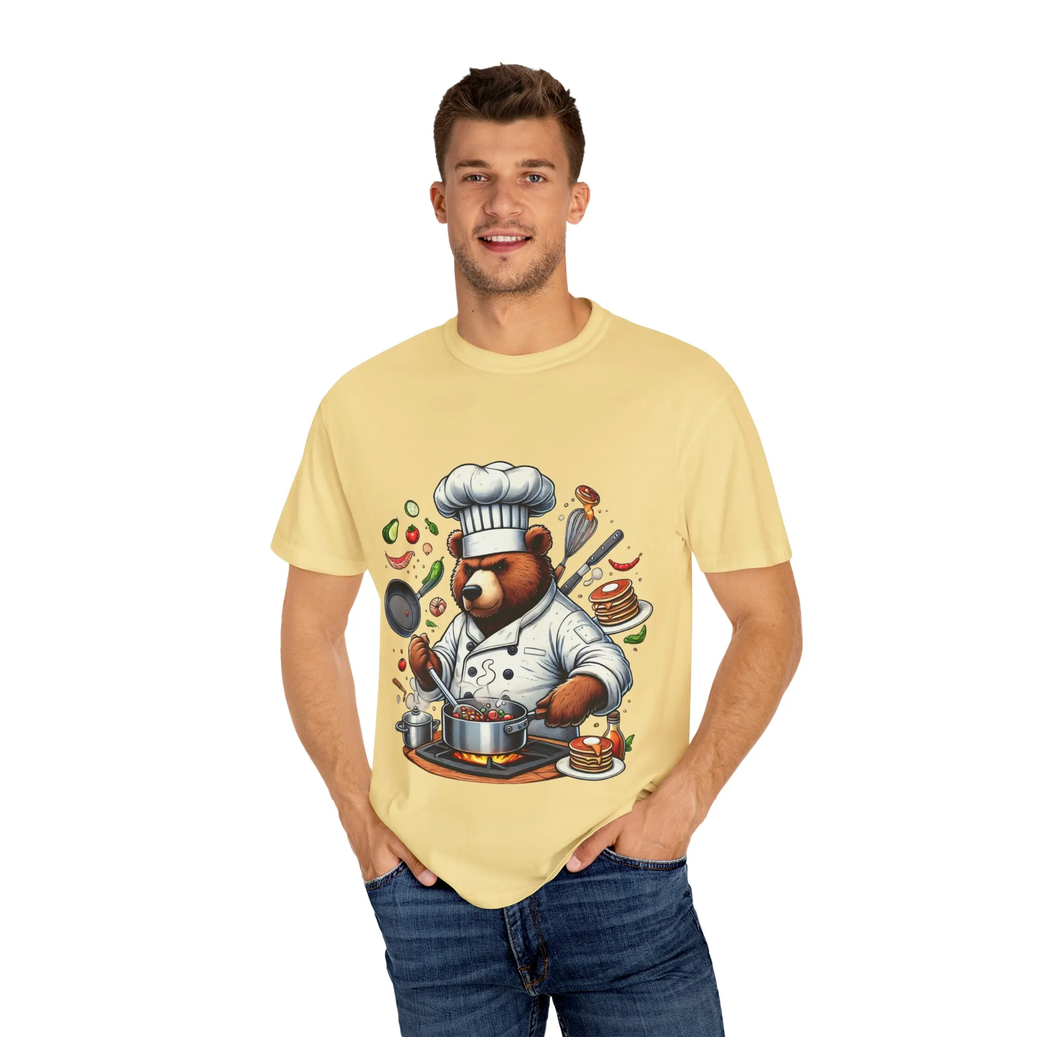 Chef Bear Unisex Garment-Dyed T-Shirt - Perfect for Cooking Lovers and Foodies - Image 23