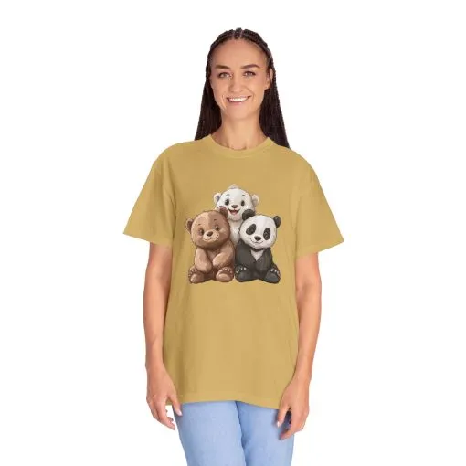 Adorable Bear and Panda Friends Unisex Garment-Dyed T-Shirt - Image 19