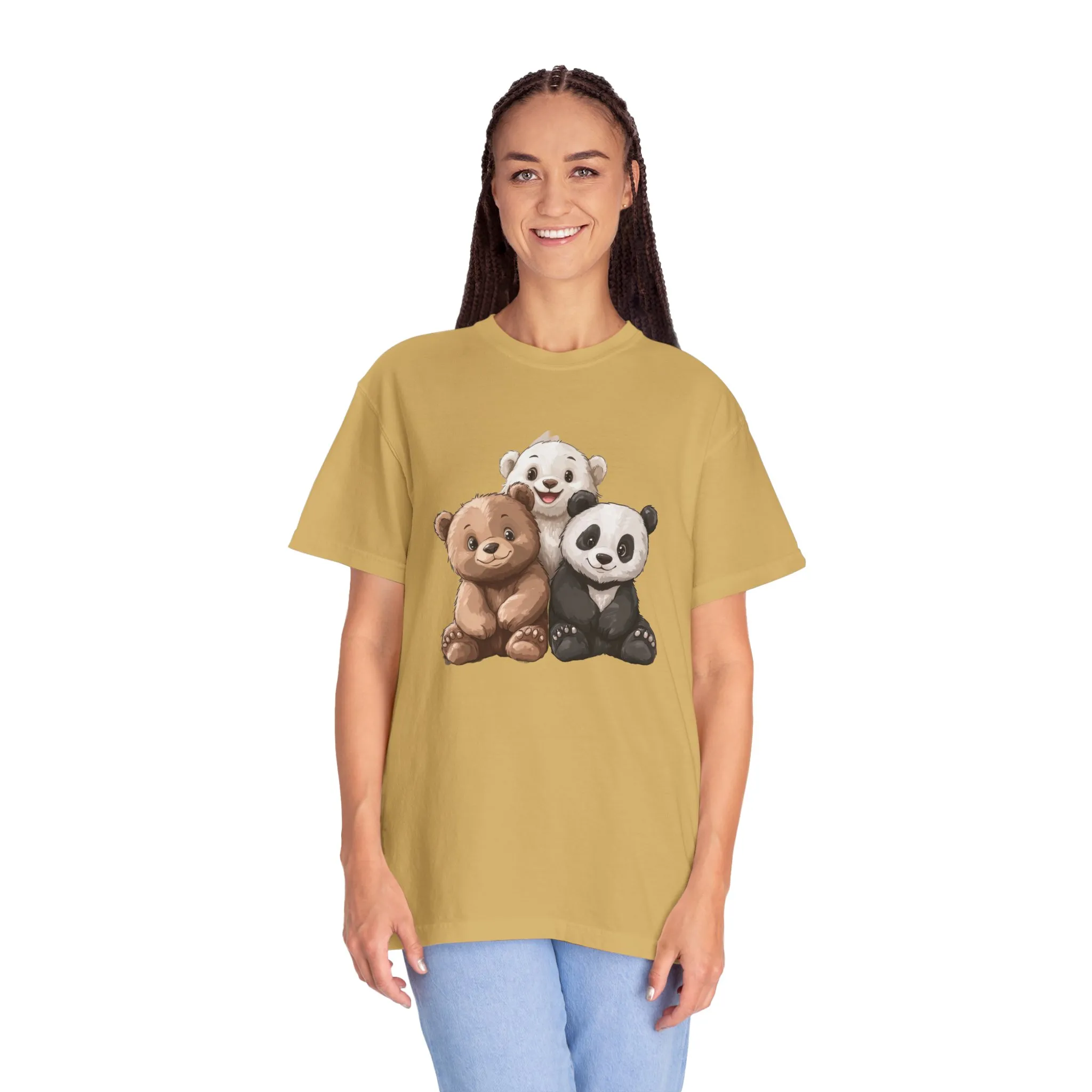 Adorable Bear and Panda Friends Unisex Garment-Dyed T-Shirt - Image 19
