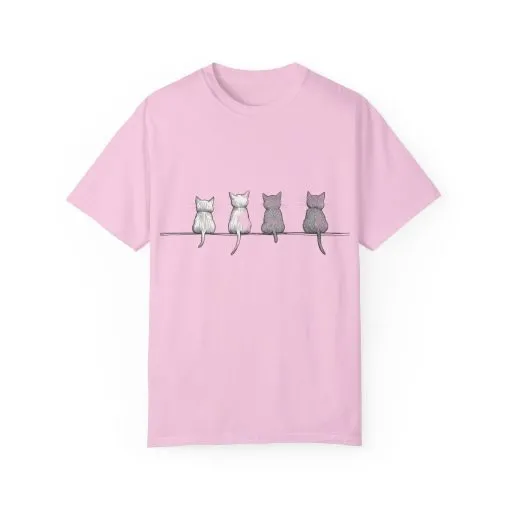 Cute Cat Sitting T-Shirt - Unisex Garment-Dyed Tee for Cat Lovers - Image 21