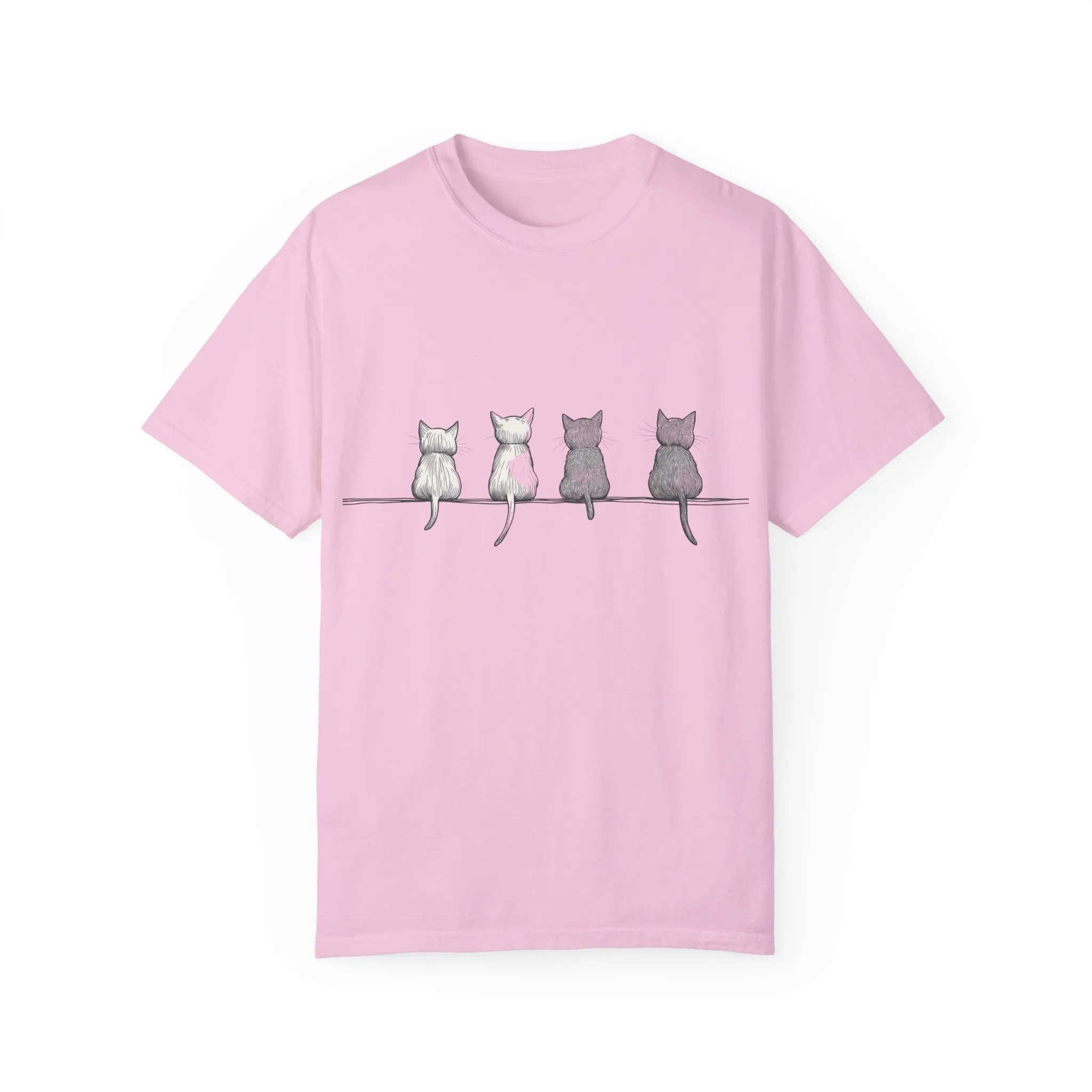 Cute Cat Sitting T-Shirt - Unisex Garment-Dyed Tee for Cat Lovers - Image 21