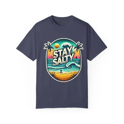 Stay Salty Unisex Garment-Dyed T-Shirt – Perfect for Beach Lovers & Summer Vibes - Image 37