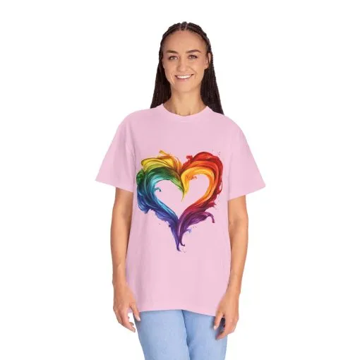 Pride Heart Unisex Garment-Dyed T-shirt - Colorful Rainbow Design for LGBTQ+ Celebration - Image 43
