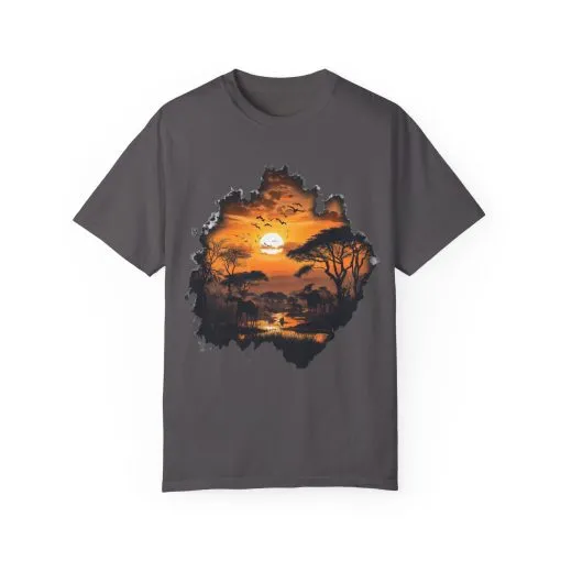 Sunset Safari Unisex Garment-Dyed T-shirt - Nature Inspired Graphic Tee - Image 13