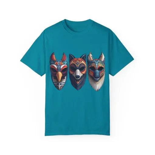 Tribal Mask Unisex Garment-Dyed T-Shirt | Artistic & Colorful Graphic Tee - Image 21