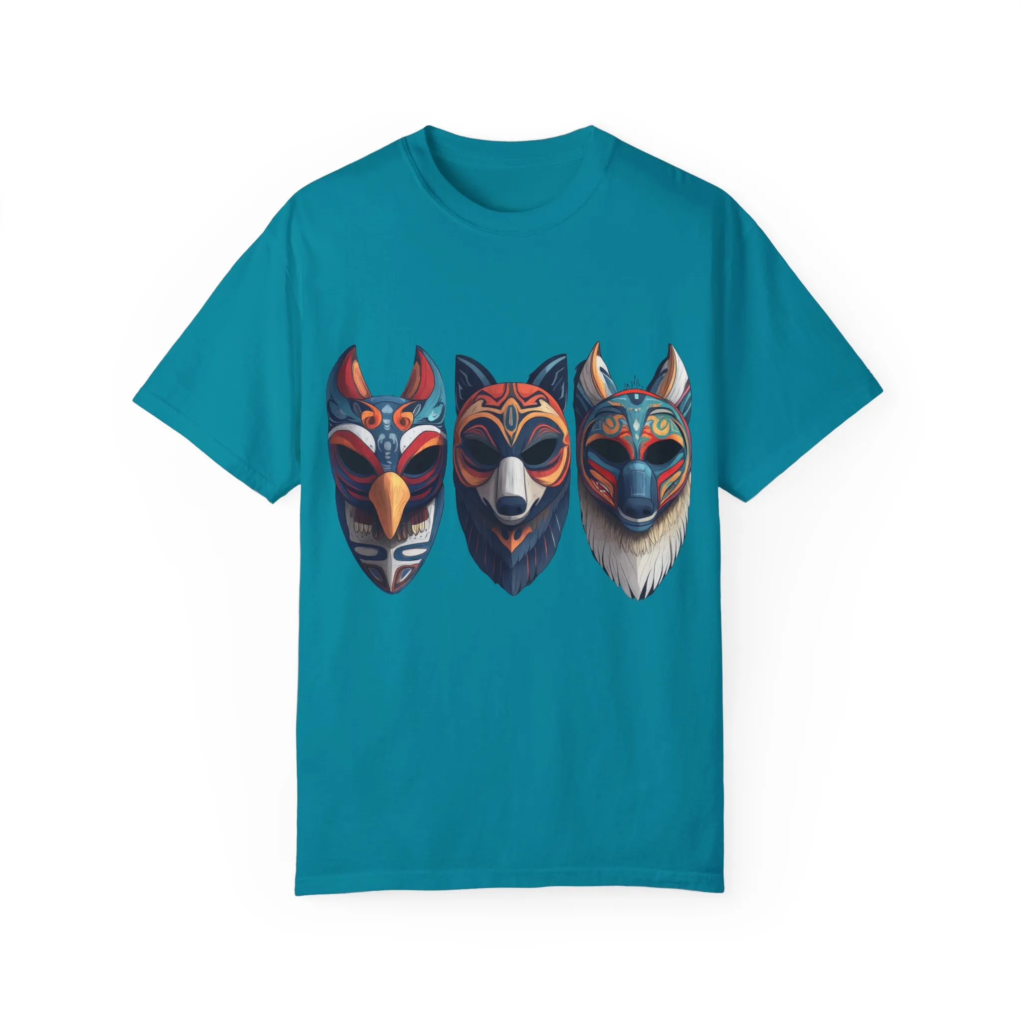Tribal Mask Unisex Garment-Dyed T-Shirt | Artistic & Colorful Graphic Tee - Image 21