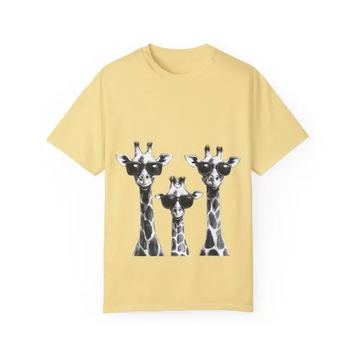 Cool Giraffe Sunglasses Unisex Garment-Dyed T-shirt - Image 13