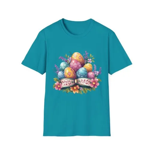 Easter Floral Eggs Unisex Softstyle T-Shirt - Image 25