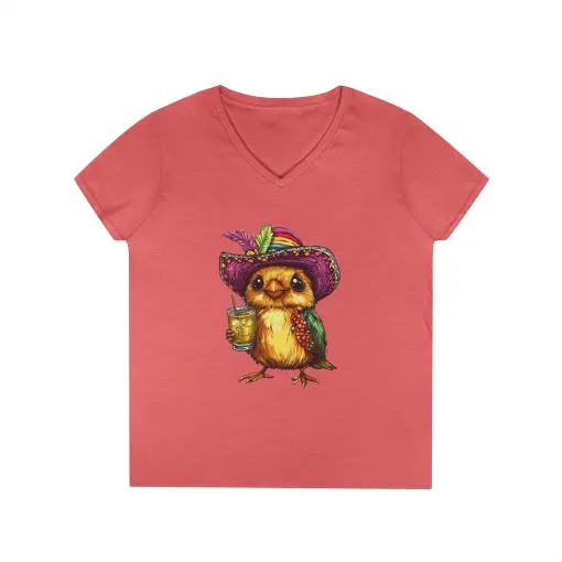 Fun Party Owl V-Neck T-Shirt for Ladies - Image 3