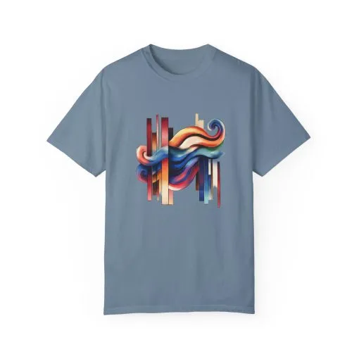 Colorful Abstract Art Unisex Garment-Dyed T-Shirt | Trendy Graphic Tee for Art Lovers - Image 13