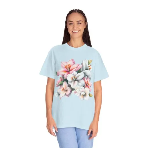 Floral Elegance Unisex Garment-Dyed T-Shirt - Perfect for Spring Celebrations - Image 4