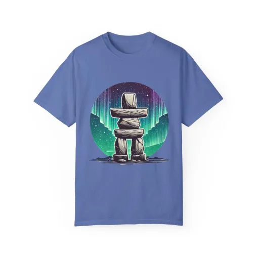 Northern Lights Stone Cairn Unisex Garment-Dyed T-Shirt - Image 25