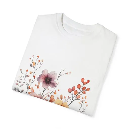 Floral Garden Unisex Garment-Dyed T-Shirt - Perfect for Spring and Casual Wear - Image 3