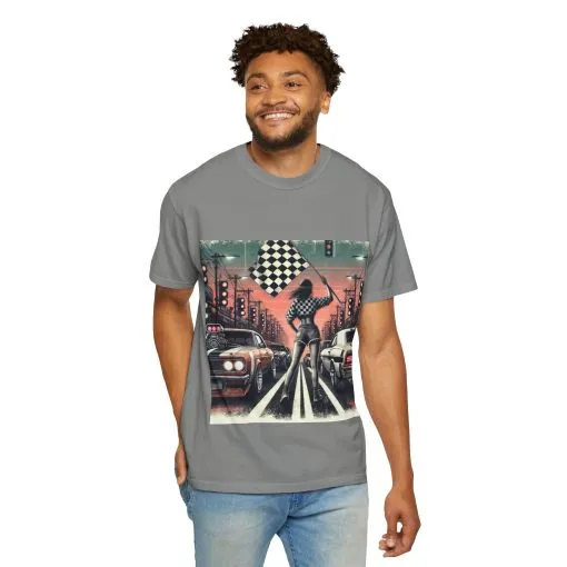 Retro Racing Flag T-Shirt - Unisex Garment-Dyed Tee for Car Enthusiasts - Image 4