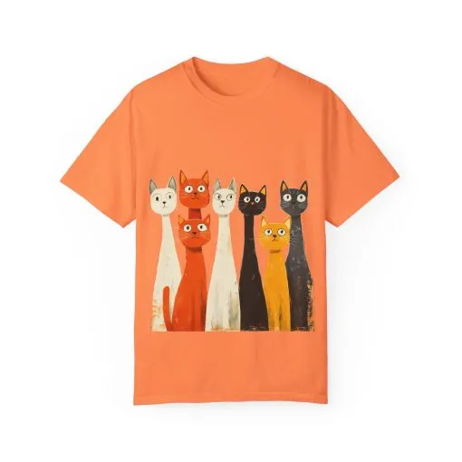 Vintage Cat Illustration Unisex Garment-Dyed T-Shirt - Perfect for Cat Lovers - Image 5