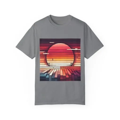 Retro Sunset Piano Unisex Garment-Dyed T-Shirt - Image 17