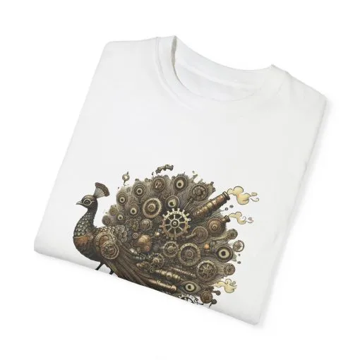 Steampunk Peacock Unisex Garment-Dyed T-Shirt - Image 6