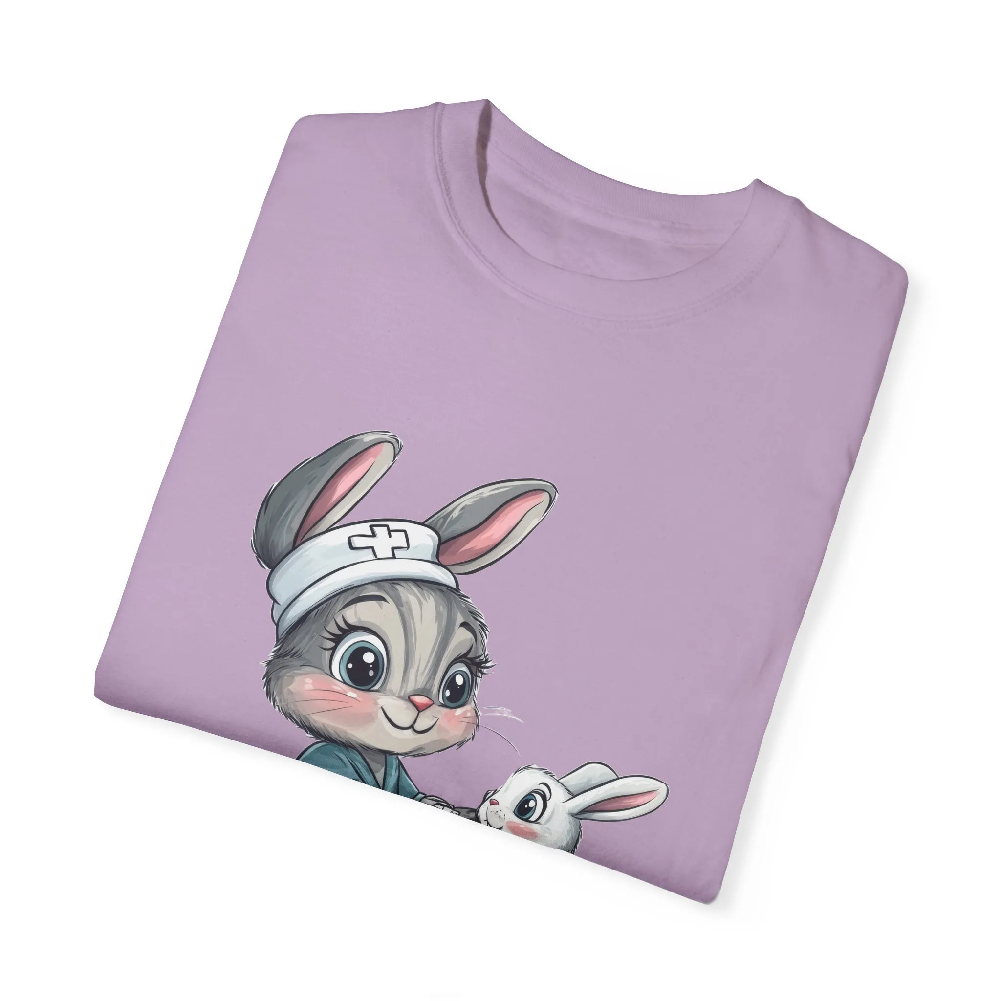 Cute Nurse Bunny Unisex Garment-Dyed T-Shirt - Image 47