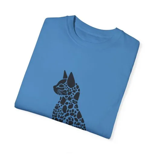 Unisex Cat Lover T-Shirt | Vintage Garment-Dyed Tee with Paw Print Cat Silhouette - Image 18