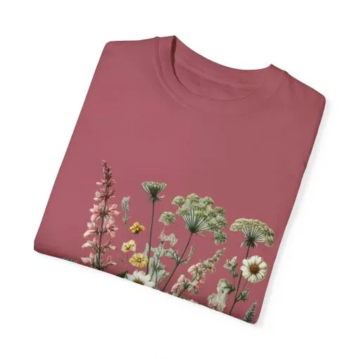 Botanical Print Unisex Garment-Dyed T-Shirt | Eco-Friendly Floral Tee for Nature Lovers - Image 38