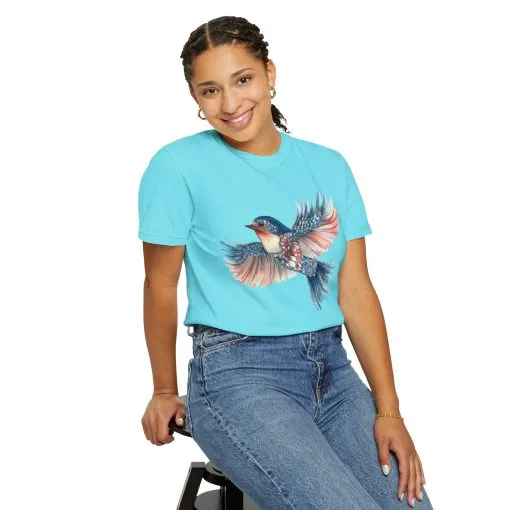 Colorful Bird Art Unisex T-Shirt - Nature-Inspired Garment-Dyed Tee - Image 16