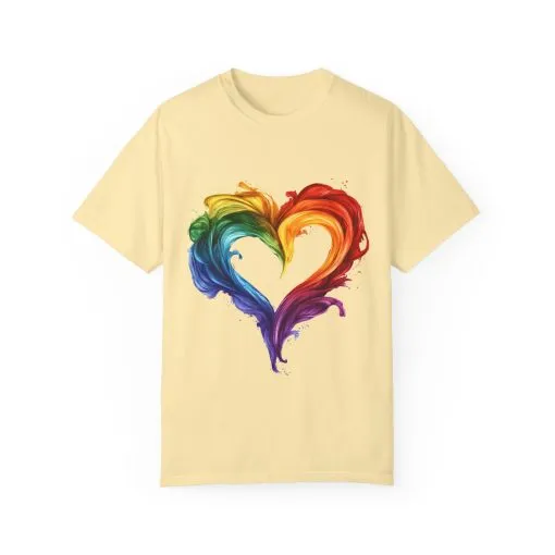 Pride Heart Unisex Garment-Dyed T-shirt - Colorful Rainbow Design for LGBTQ+ Celebration - Image 13