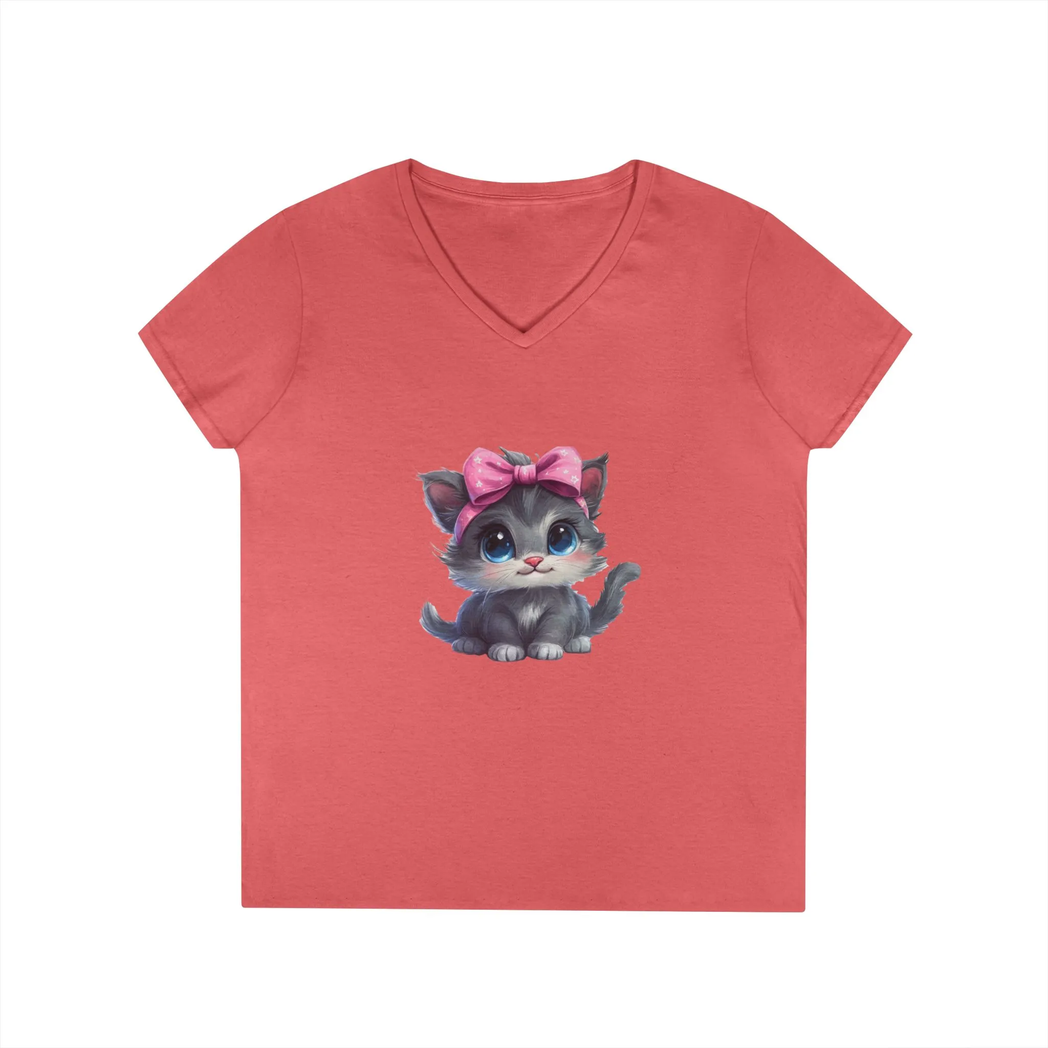 Cute Cat V-Neck T-Shirt for Animal Lovers - Image 5
