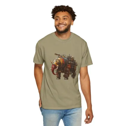 Vintage Steampunk Elephant T-Shirt - Unisex Garment-Dyed Tee - Image 12
