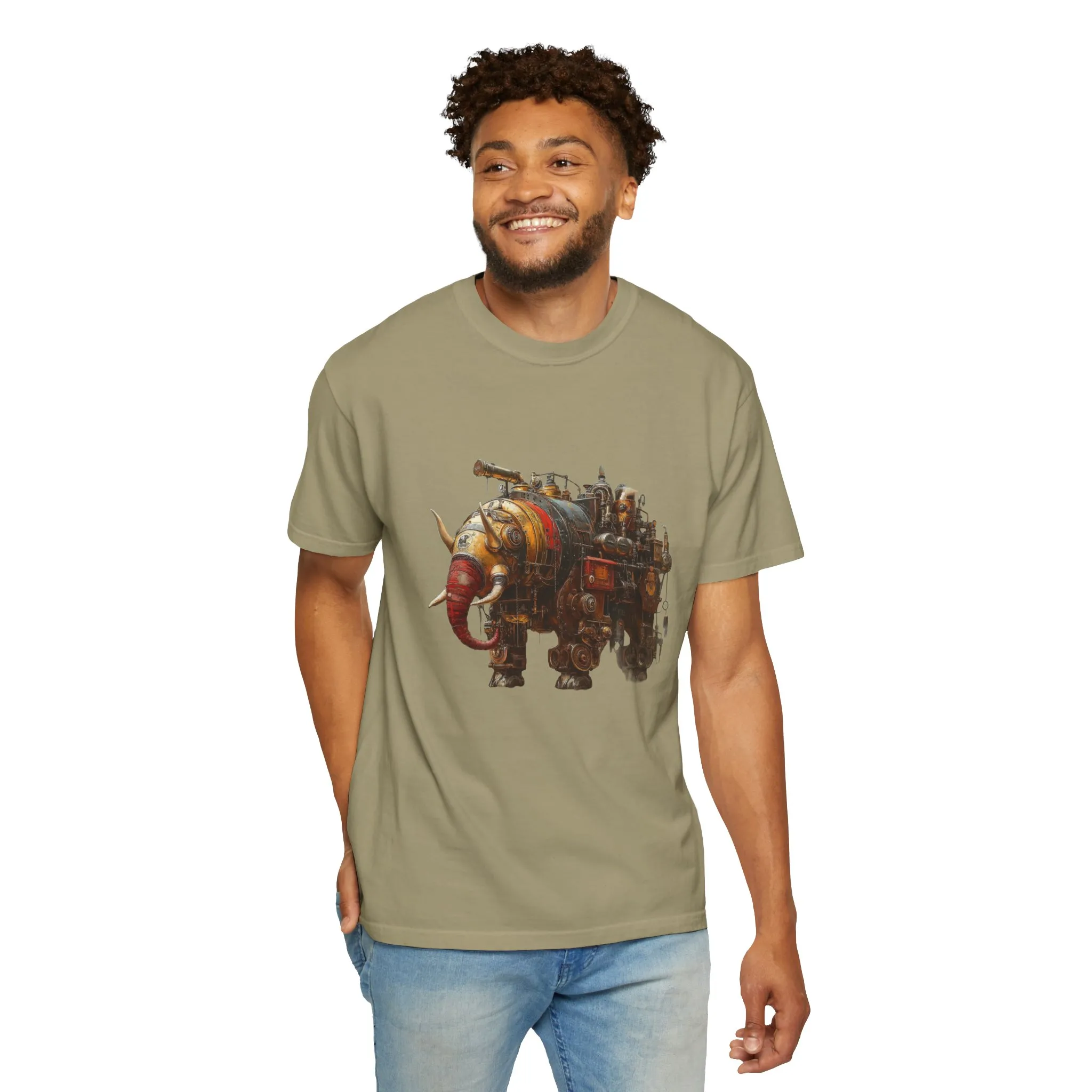 Vintage Steampunk Elephant T-Shirt - Unisex Garment-Dyed Tee - Image 12