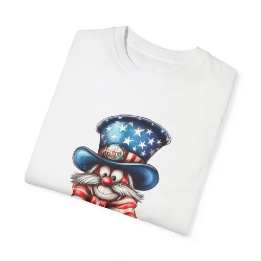 Patriotic Cat Unisex Garment-Dyed T-Shirt – Festive 4th of July Vibe - Image 3