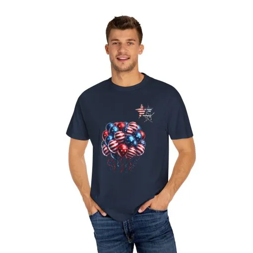 Patriotic Balloon T-Shirt | Unisex Garment-Dyed Tee for Independence Day Celebrations - Image 18
